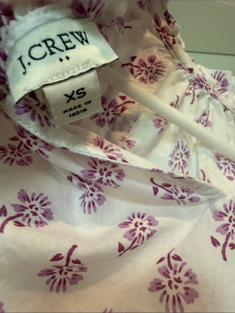 J. Crew White Tank Top with Lavender Floral Print